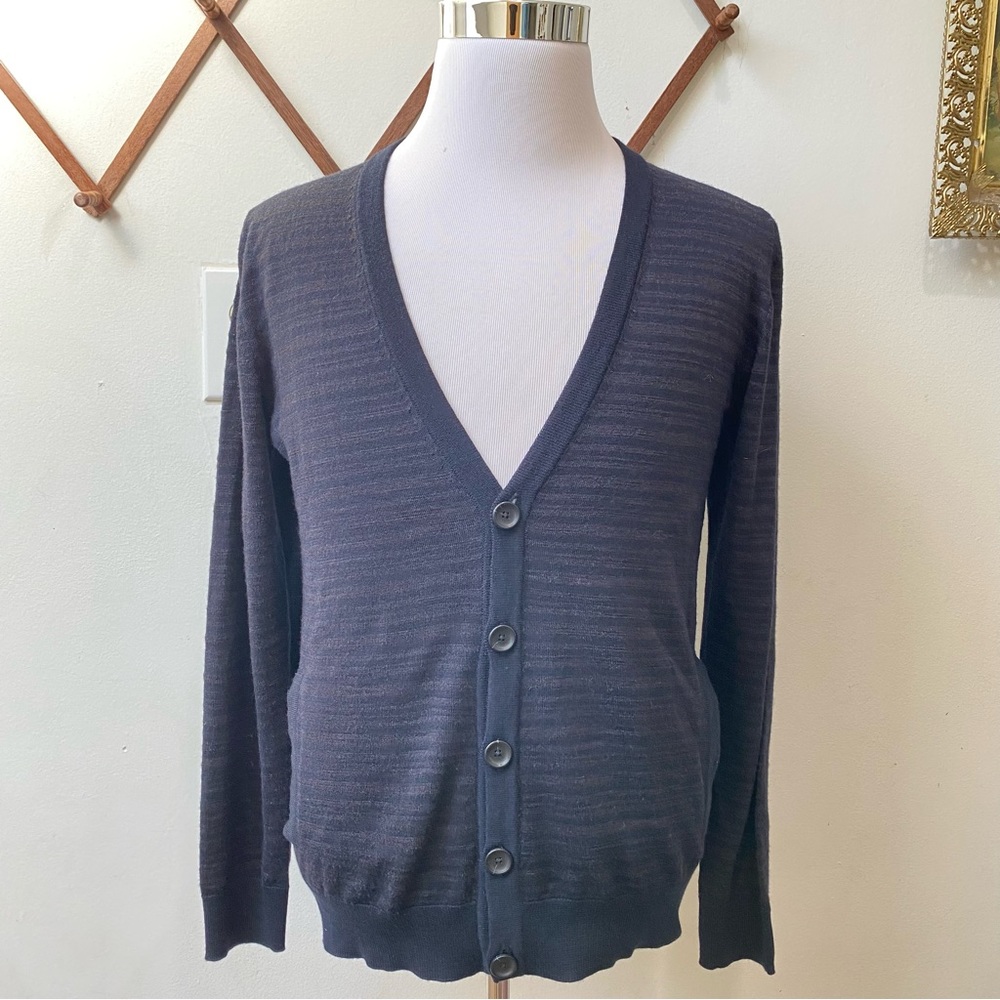 Ermenegildo Zegna Wool Silk Striped Knit Cardigan